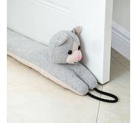Marwood - Boudin de Porte décoratif de 96,5 cm pour Porte et fenêtre, bloqueur de Courants d’air lesté pour Bas de Porte avec Boucles de Suspension - Chat Gris