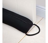 Marwood Butée de Porte 96 cm - Coupe-Vent pour Porte et fenêtre, Amovible et Lavable - Bloque Le Bruit pour Bas de Porte avec Boucles de Suspension - Noir - 96,5 cm