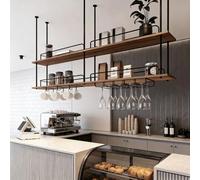 MARXAN Casier à vin Industriel présentoir de Bar monté au Plafond, étagère de Rangement multifonctionnelle pour Restaurant de Cuisine, Pots de Fleurs Suspendus et Verres à vin