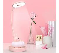 MARZIUS Lampe de lecture LED avec design de lapin mignon, à intensité variable, avec 5 niveaux de luminosité, pour garçons, filles, enfants, adolescents (lapin nuage rose)