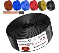 MAS Premium Câble conducteur H07 V-K 10 mm² de 5 à 100 m - Noir, marron, bleu foncé, jaune vert, bleu clair ou rouge - Fil simple flexible (noir, 5 m)