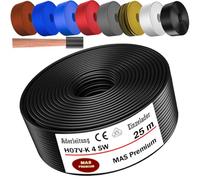MAS Premium Câble conducteur H07 V-K 4 mm² de 5 à 100 m - Noir, marron, bleu foncé, vert jaune, gris, bleu clair, blanc ou rouge - Fil unique flexible (noir, 25 m)