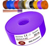 MAS Premium Câble conducteur H07 V-K 4 mm² SW, HBL, GNGE, RT, DBL, BR, WS, OR, VIO, GE ou GR Câble simple flexible (violet, 30 m)