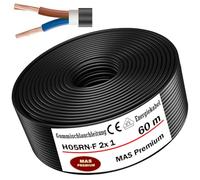 MAS Premium Câble d'alimentation en caoutchouc - 5-100 m - H05RN-F - 2 x 0,75 mm², 2 x 1 mm², 3G0,75 mm² ou 3G1 mm² - Câble flexible pour appareils lourds (H05RN-F 2 x 1 mm², 60 m)