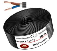 MAS Premium Câble d'alimentation en caoutchouc - 5-100 m - H05RN-F - 2 x 0,75 mm², 2 x 1 mm², 3G0,75 mm² ou 3G1 mm² - Câble flexible pour appareils lourds (H05RN-F 2 x 0,75 mm², 10 m)