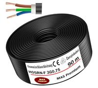 MAS Premium Câble d'alimentation en caoutchouc - 5-100 m - H05RN-F - 2 x 0,75 mm², 2 x 1 mm², 3G0,75 mm² ou 3G1 mm² - Câble flexible pour appareils lourds - (H05RN-F 3G0,75 mm², 90 m)