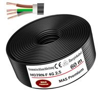 MAS Premium Câble d'alimentation en caoutchouc de 5 à 100 m Câble d'énergie Câble de chantier H07RN-F 4G2,5 mm² - Câble flexible avec conducteur de protection pour appareils lourds (60 m)