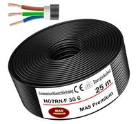 MAS Premium Câble d'alimentation en caoutchouc H07RN-F 3G6 mm² - Flexible avec conducteur de protection pour appareils lourds - De 5 à 50 m - 25 m