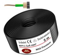 MAS Premium Câble de terre courant fort NYY-J 5-100 m, 1 x 4, 6, 10, 16 ou 25 - Câble électrique OFC - Anneau pour pose en extérieur, en sous-sol (NYY-J 1 x 4 mm², 5m)