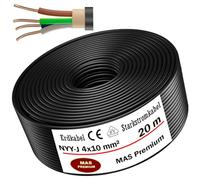 MAS-Premium Câble de terre électrique d'alimentation standard de marque allemande, anneau pour pose dans le sol et à l'extérieur (NYY-J 4 x 10 mm², 20 m)