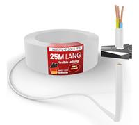 Tuyau en plastique de 25 mètres, type H05VV-F, 3G1,5, de couleur blanche. Câble flexible pour appareils