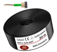 MAS-Premium Câble souterrain de marque électrique allemande, anneau pour pose en terre et à l'extérieur, câble électrique standard haute tension (NYY-J 1x4 mm², 20m)