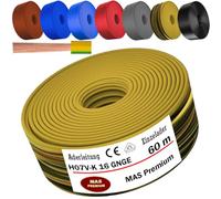 MAS Premium De 5 à 100 m de câble conducteur H07 V-K 16 mm² Noir Brun Bleu foncé Vert-jaune Gris Bleu clair Orange ou Rouge Fil unique flexible (Vert-jaune, 60 m)