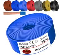 MAS Premium De 5 à 100m Câble conducteur H07 V-K 16 mm² Noir Brun Bleu foncé Vert jaune Gris Bleu clair Orange ou Rouge Fil conducteur flexible (Bleu clair, 25m)