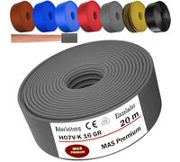 MAS Premium De 5 à 100m Câble conducteur H07 V-K 16 mm² Noir Marron Bleu foncé Vert-jaune Gris Bleu clair Orange ou Rouge Conducteur simple flexible (Gris, 20m)