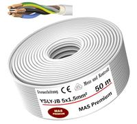 MAS Premium YSLY-JB - Câble de commande flexible - 5 à 170 m - 5 x 1,5 mm² - Gris - Câble de mesure, de contrôle et de régulation pour machines-outils - Câble de commande - Boîte de charge e-voiture -