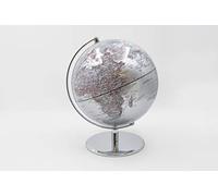 MASCAGNI - Globe Terrestre décoratif - Mappemonde - Base en métal argenté - Couleur Argent