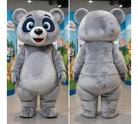 Mascotte MASTICOT d'ours à lunettes argentée et éclatante