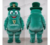 Mascotte MASTICOT Guinness en dessin animé bleu-vert à trèfle