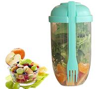 MASINIES Shaker à salade, tasse à salade fraîche, tasse à salade de fruits et légumes avec fourchette et porte-vinaigrette, boîte alimentaire de grande capacité pour la maison, le bureau, le