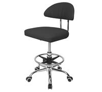 Masiunoz Height Adjustable Office Chair 360 Swivel Drafting Stool with Backrest Foot Rest Ergonomic Rolling Computer Seat for Home Studio Salon Noir