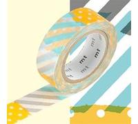 Masking tape à pois et rayures - Bleu et orange - 1,5 cm x 7 m Bleu G