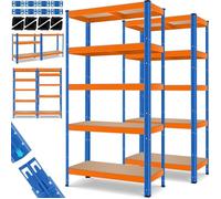 MASKO® 2x Étagère charges lourde en métal max. 700kg | Étagère de Stockage & Rangement à 4 niveaux pour garage & Atelier Orange