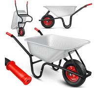 MASKO® Brouette Caisse galvanisée : 100 L - Roue gonflée 250 kg Transport jardinage chantier
