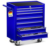 Masko® Chariot d'atelier ✓ Verrouillable ✓ Métal Massif | Chariot à Outils | Chariot d'atelier Professionnel | Chariot de Rangement d'outils | Tiroirs avec glissières - 7 Cases - Bleu