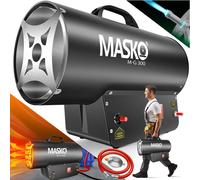 MASKO® Chauffage à gaz à soufflerie, chauffage au gaz, canon à chaleur, radiateur à gaz, chauffage de chantier, appareil de chauffage au gaz, radiateur, générateur d'air chaud, avec tuyau de gaz et dé