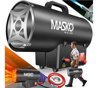 MASKO® Chauffage à gaz à soufflerie, chauffage au gaz, canon à chaleur, radiateur à gaz, chauffage de chantier, appareil de chauffage au gaz, radiateur, générateur d'air chaud, avec tuyau de gaz et dé