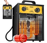 MASKO® Chauffage électrique Aérotherme de chantier avec thermostat intégré Appareil de chauffage électrique avec 3 niveaux de chauffage Soufflerie de chauffage pour une utilisation à l'intérieur et à 