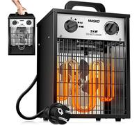MASKO® Chauffage électrique Aérotherme de chantier avec thermostat intégré Appareil de chauffage électrique avec 3 niveaux de chauffage Soufflerie de chauffage pour une utilisation à l'intérieur et à 