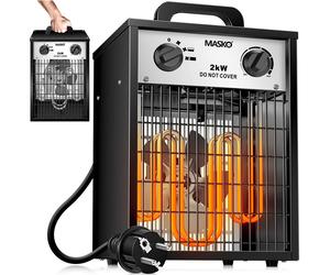 MASKO® Chauffage électrique Aérotherme de chantier avec thermostat intégré Appareil de chauffage électrique avec 3 niveaux de chauffage Soufflerie de chauffage pour une utilisation à l'intérieur et à