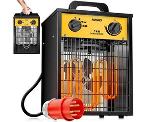 MASKO® Chauffage électrique Aérotherme de chantier avec thermostat intégré Appareil de chauffage électrique avec 3 niveaux de chauffage Soufflerie de chauffage pour une utilisation à l'intérieur et à