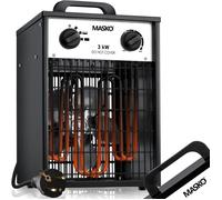 MASKO® Chauffage électrique Aérotherme de chantier avec thermostat intégré Appareil de chauffage électrique avec 3 niveaux de chauffage Soufflerie de chauffage pour une utilisation à l'intérieur et à 