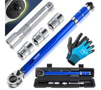 MASKO® Coffret de clés dynamométriques 6 pièces, plage de couple 40-210 Nm, embout 1/2", avec 3 douilles de 17 mm, 19 mm et 21 mm, et rallonge de 125 mm. Livré avec une mallette. Tolérance : +/- 4 %.
