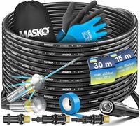MASKO® Débouche canalisation premium Kit de débouchage 200 bars, sac 3 adaptateurs 2 buses + système rotatif inclus compatible avec le nettoyeur haute pression Kärcher k2-k7 LAVOR kit universel, 15m