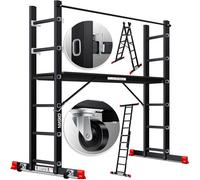 MASKO® Echafaudage de chantier avec plate-forme de travail, Echafaudage de travail 4en1 Echelle polyvalente