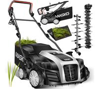MASKO® Scarificateur électrique 2 en 1 Aérateur de gazon 1 800 watts largeur de travail 40 cm bac de ramassage 55 L incluant rouleau de ventilation aérateur démousseur, profondeur de travail, le noir