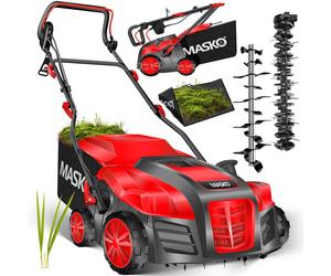 MASKO® Élévateur de gazon électrique 2 en 1, aérateur de pelouse, 1800W, largeur de travail de 40 cm, bac de ramassage de 55 litres