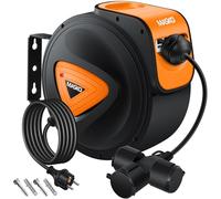 MASKO® Enrouleur de câble automatique, 15 m, 3 positions rotatives 180°, 1,5 m alimentation, mural, atelier