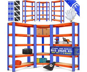 MASKO® : Ensemble de 3 étagères métalliques pour stockage, comprenant 1 étagère d'angle + 2 étagères de stockage, 15 étagères, capacité de charge de 2625 kg