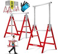 Support télescopique pour échafaudage MASKO® | Socle pliable avec une capacité de charge maximale de 200 kg | Support réglable en hauteur, hauteur de travail minimale/maximale : 800-1300 mm | Échafaud