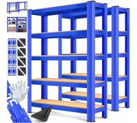 MASKO® Lot de 2 étagères de rangement, étagères pour charges lourdes, étagères de cave, tablettes réglables, panneaux MDF, étagères métalliques, étagères à emboîter, étagères d'atelier, cave, garage