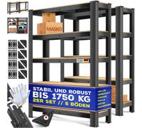 MASKO® Lot de 2 étagères de rangement, étagères pour charges lourdes, étagères de cave, tablettes réglables, panneaux MDF, étagères métalliques, étagères à emboîter, étagères d'atelier, cave, garage