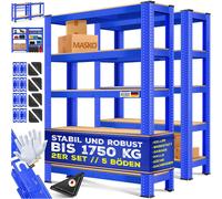 MASKO® Lot de 2 étagères de rangement, étagères pour charges lourdes, étagères de cave, tablettes réglables, panneaux MDF, étagères métalliques, étagères à emboîter, étagères d'atelier, cave, garage