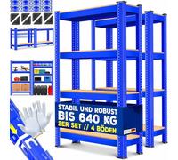MASKO® Lot de 2 étagères de rangement, étagères pour charges lourdes, étagères de cave, tablettes réglables, panneaux MDF, étagères métalliques, étagères à emboîter, étagères d'atelier, cave, garage
