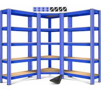 MASKO® Lot de 3 étagères métalliques pour entrepôt : 1 étagère d'angle et 2 étagères de rangement, 15 tablettes en MDF, capacité de charge de 2 625 kg. Étagères d'atelier, de cave, de garage, pour cha