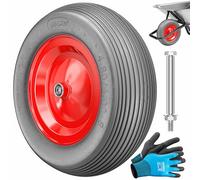 MASKO® Roue de brouette PU en caoutchouc plein 200 kg increvable 4,80/4,00-8 Ø 390 mm in ssieu Roue de remplacement Roue en caoutchouc jante en acier Pneu increvable pour brouette